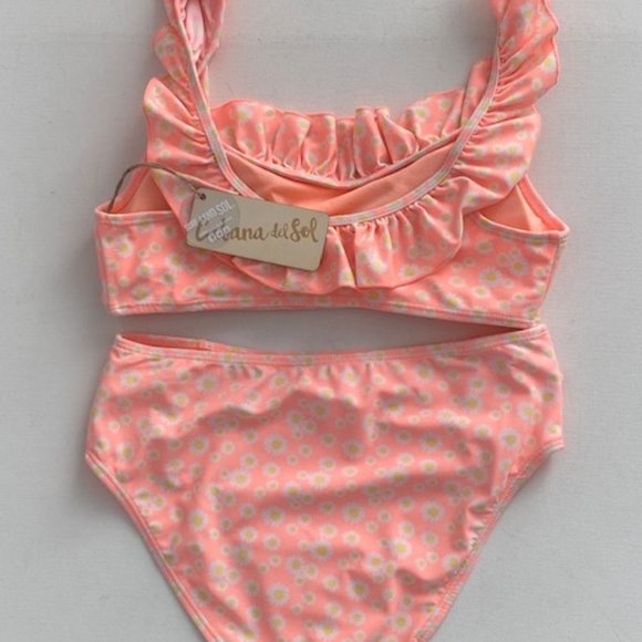 Cabana Del Sol Ruffled High Waist Bikini Swim Set Daisy Print - Picture 2 of 2